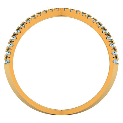 0.245 cttw Natural Swiss Blue Topaz Statement Engagement Ring - Solid Gold (Round Cut,1.0mm)