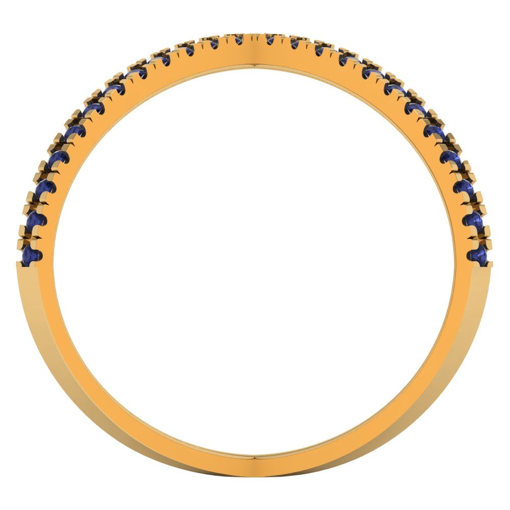 0.245 cttw Simulated Blue Sapphire Statement Engagement Ring - Solid Gold (Round Cut,1.0mm)