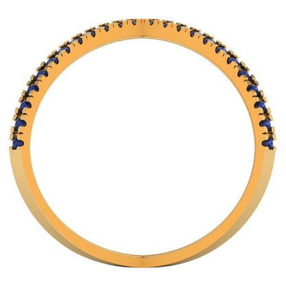 0.245 cttw Simulated Blue Sapphire Statement Engagement Ring - Solid Gold (Round Cut,1.0mm)