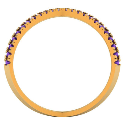 0.245 cttw Natural Amethyst Statement Engagement Ring - Solid Yellow Gold (VVS1, Round Cut,1.0mm)