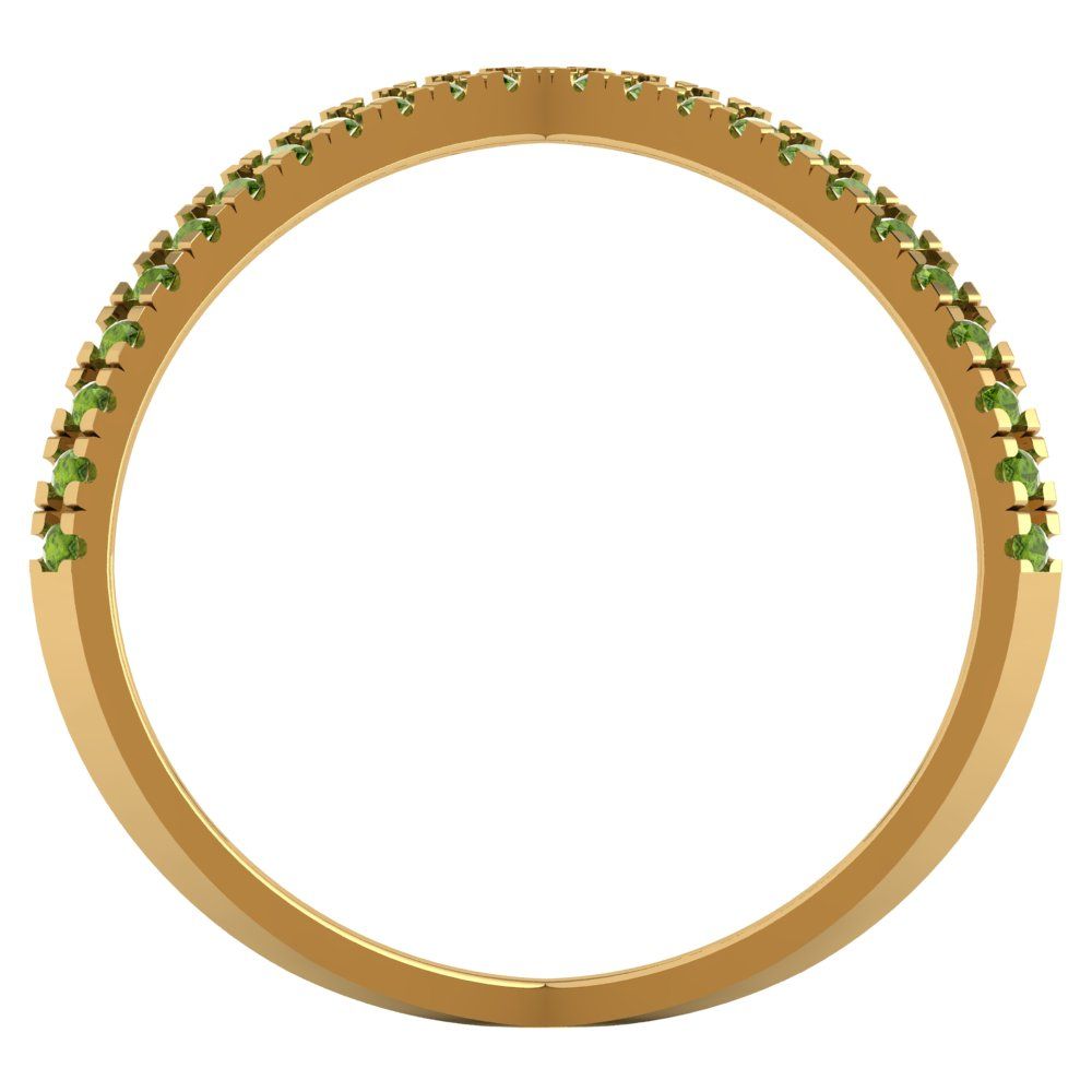 0.245 cttw Natural Peridot Statement Engagement Ring - Solid Yellow Gold (VVS1, Round Cut,1.0mm)