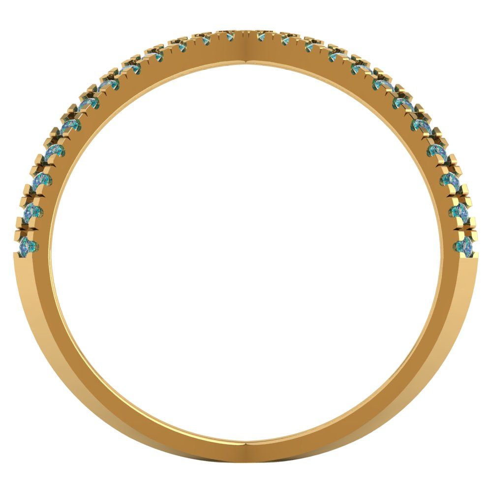 0.245 cttw Blue Moissanite Statement Engagement Ring - Solid Yellow Gold (VVS1, Round Cut,1.0mm)