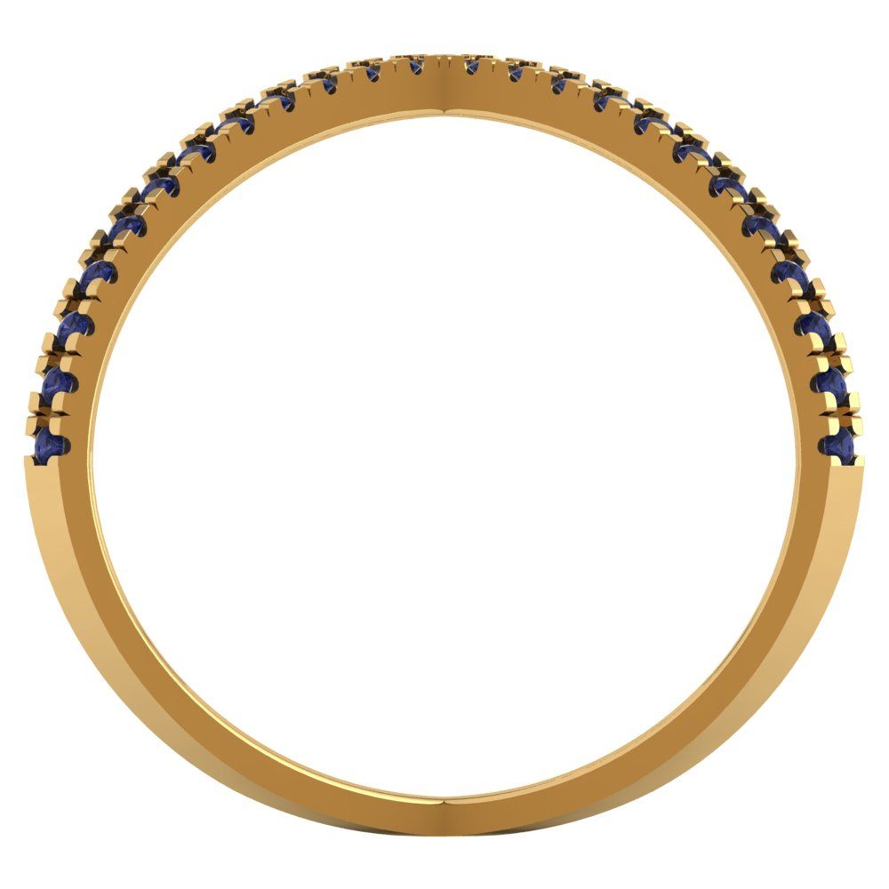 0.245 cttw Simulated Blue Sapphire Statement Engagement Ring - Solid Gold (Round Cut,1.0mm)