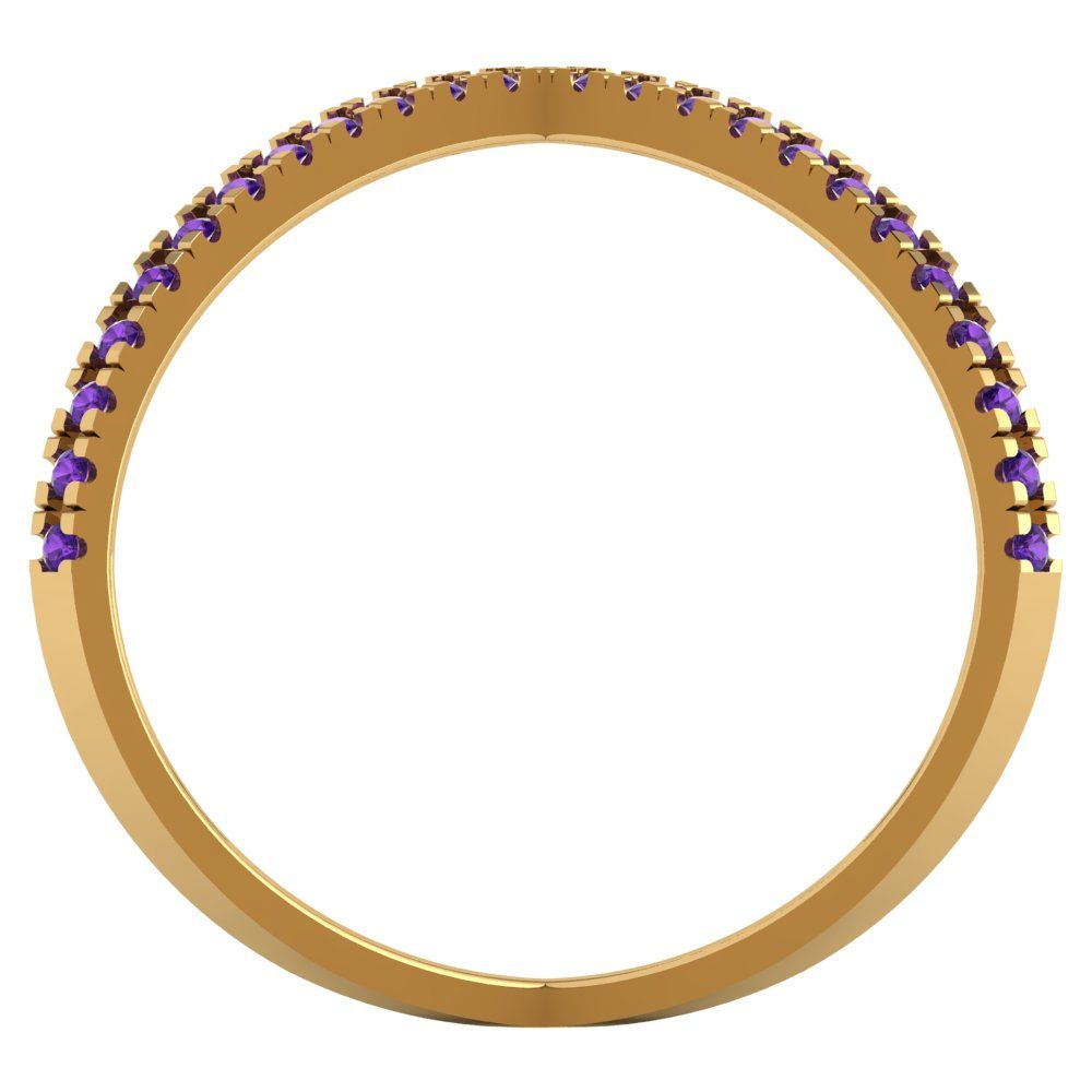 0.245 cttw Natural Amethyst Statement Engagement Ring - Solid Yellow Gold (VVS1, Round Cut,1.0mm)