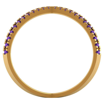 0.245 cttw Natural Amethyst Statement Engagement Ring - Solid Yellow Gold (VVS1, Round Cut,1.0mm)