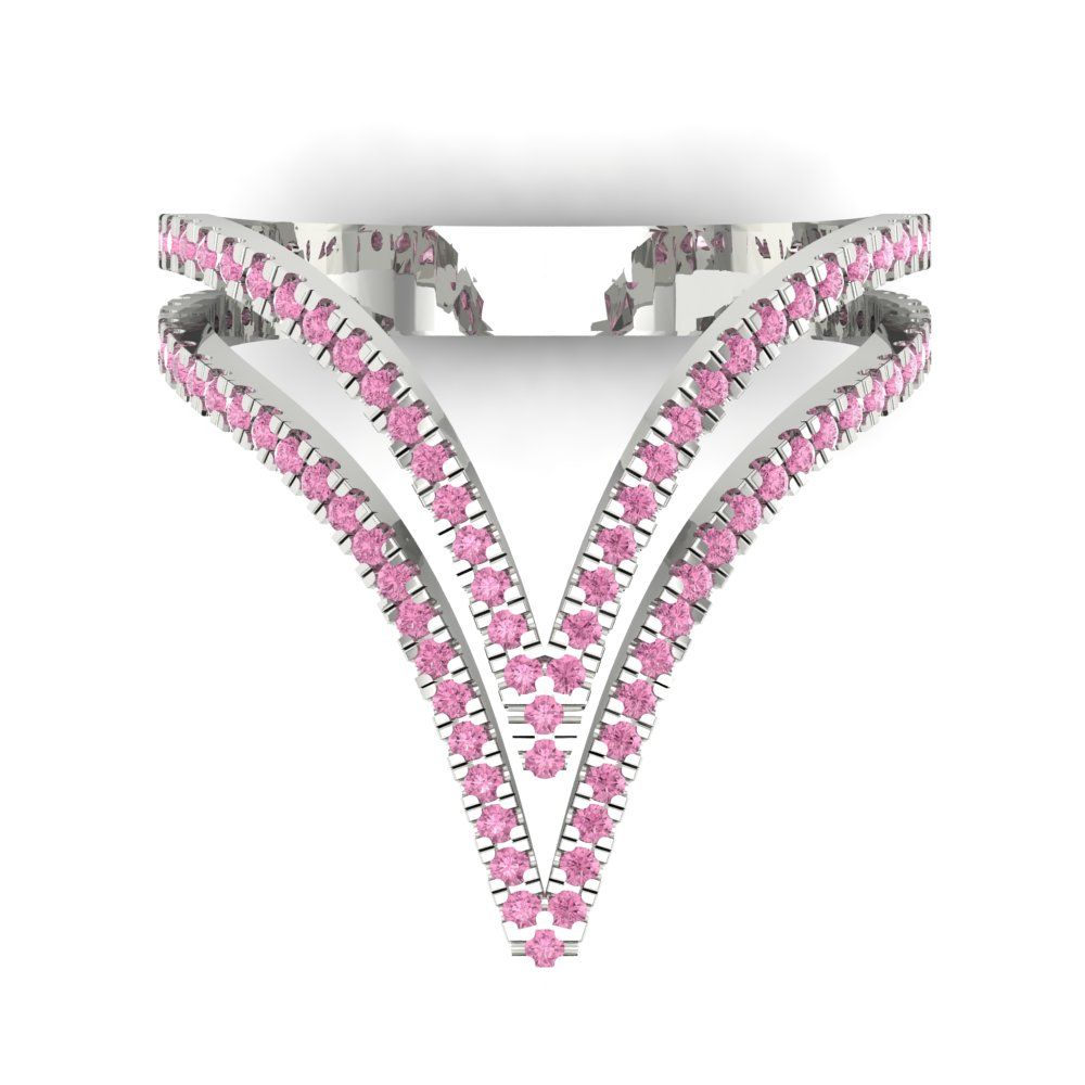 0.525 cttw Zirconia Simulated Pink Diamond Statement Engagement Ring - Solid Gold (VVS1, Round Cut,1.0mm)