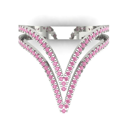 0.525 cttw Zirconia Simulated Pink Diamond Statement Engagement Ring - Solid Gold (VVS1, Round Cut,1.0mm)