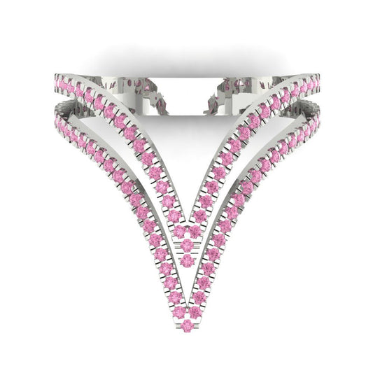 0.525 cttw Zirconia Simulated Pink Diamond Statement Engagement Ring - Solid White Gold (VVS1, Round Cut,1.0mm)