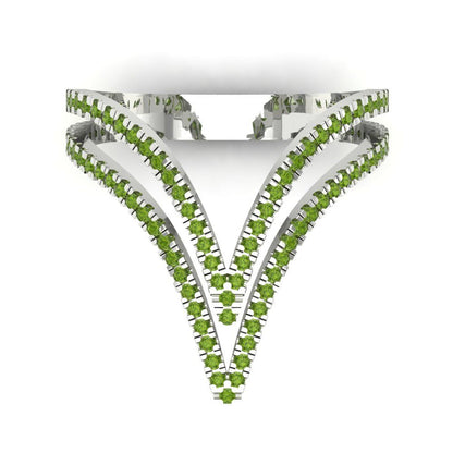 0.525 cttw Natural Peridot Statement Engagement Ring - Solid Gold (Round Cut,1.0mm)