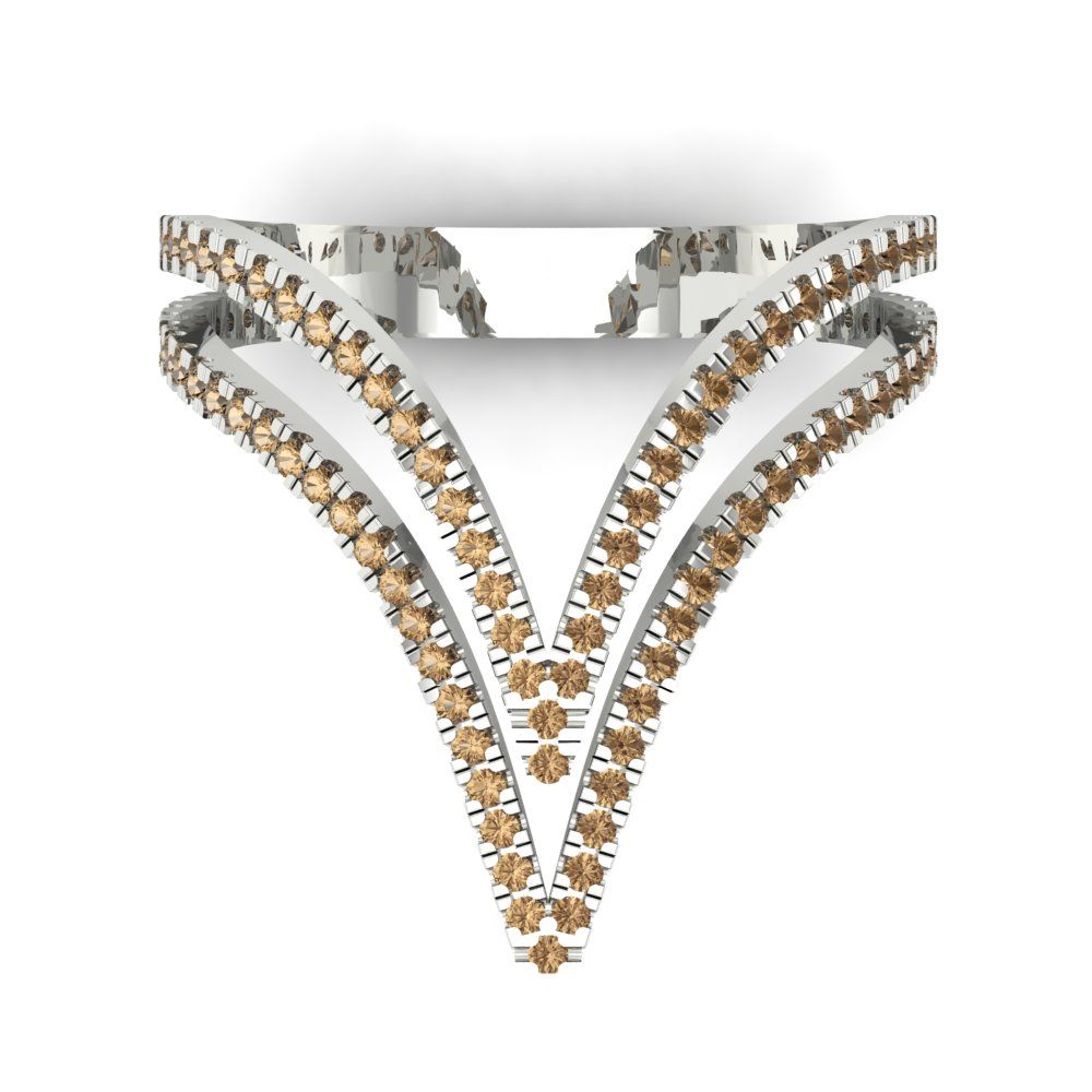 0.525 cttw Zirconia Simulated Champagne Diamond Statement Engagement Ring - Solid Gold (VVS1, Round Cut,1.0mm)