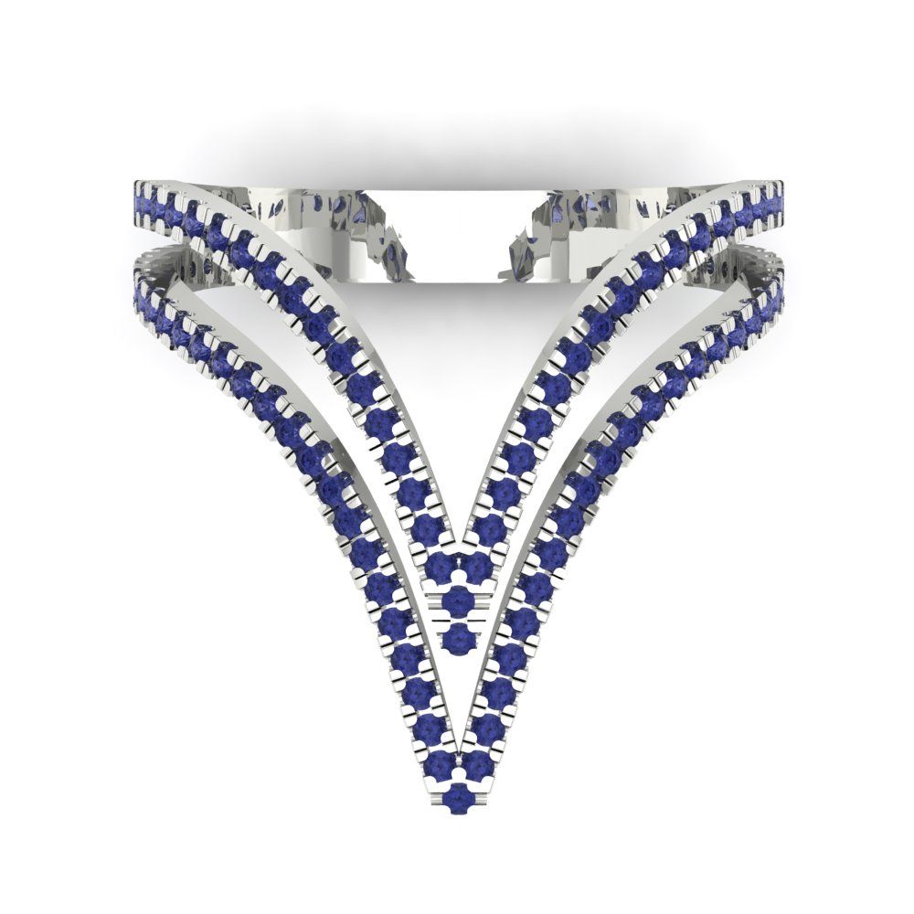 0.525 cttw Simulated Tanzanite Statement Engagement Ring - Solid White Gold (VVS1, Round Cut,1.0mm)