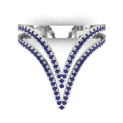 0.525 cttw Simulated Tanzanite Statement Engagement Ring - Solid White Gold (VVS1, Round Cut,1.0mm)