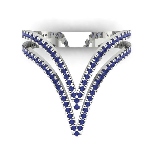 0.525 cttw Simulated Tanzanite Statement Engagement Ring - Solid White Gold (VVS1, Round Cut,1.0mm)