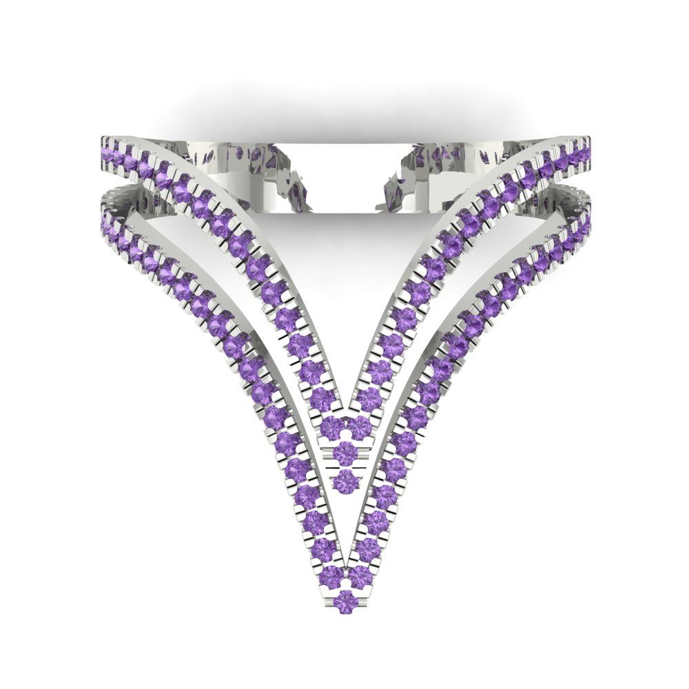 0.525 cttw Simulated Alexandrite Statement Engagement Ring - Solid Gold (Round Cut,1.0mm)