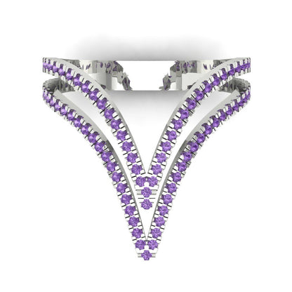 0.525 cttw Simulated Alexandrite Statement Engagement Ring - Solid Gold (Round Cut,1.0mm)