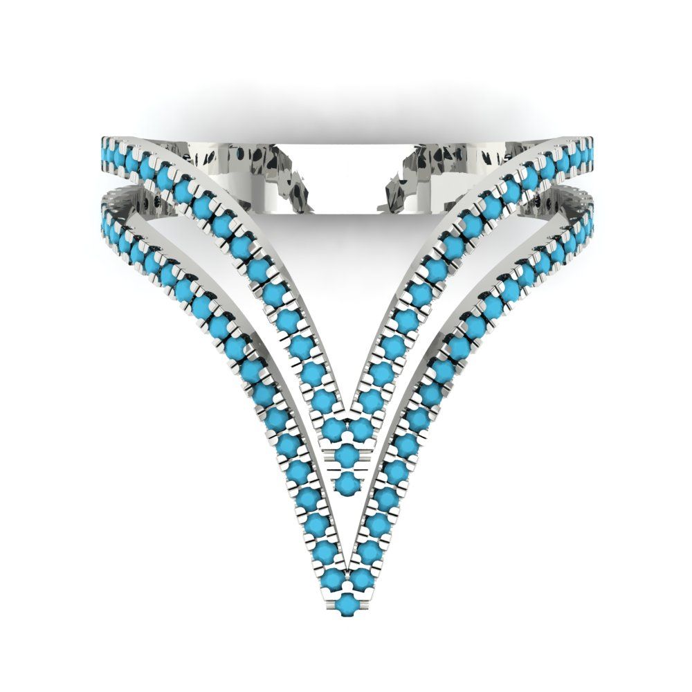 0.525 cttw Simulated Turquoise Statement Engagement Ring - Solid Gold (Round Cut,1.0mm)