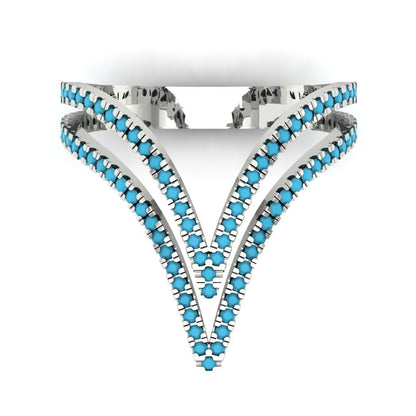 0.525 cttw Simulated Turquoise Statement Engagement Ring - Solid Gold (Round Cut,1.0mm)