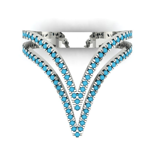 0.525 cttw Simulated Turquoise Statement Engagement Ring - Solid White Gold (VVS1, Round Cut,1.0mm)
