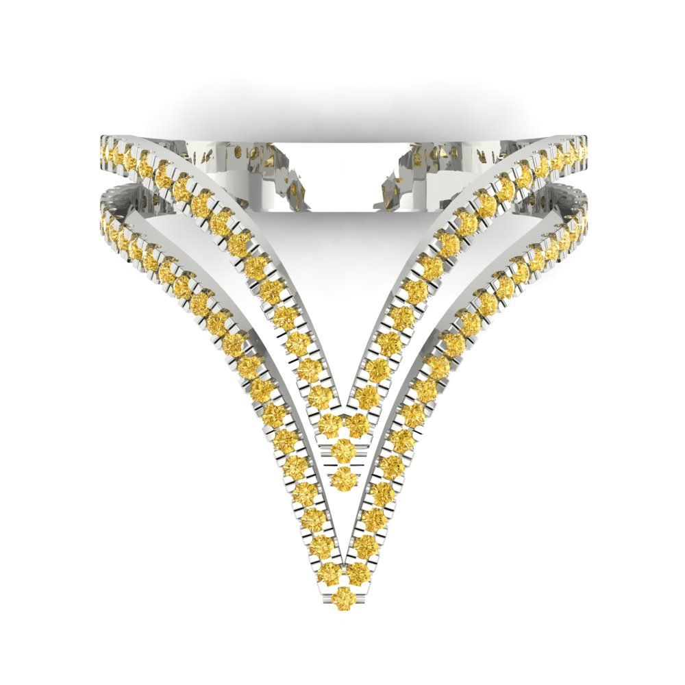 0.525 cttw Zirconia Simulated Yellow Diamond Statement Engagement Ring - Solid Gold (VVS1, Round Cut,1.0mm)