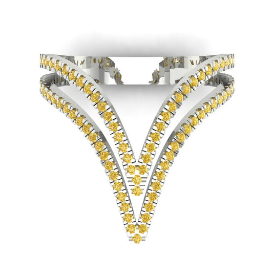0.525 cttw Zirconia Simulated Yellow Diamond Statement Engagement Ring - Solid White Gold (VVS1, Round Cut,1.0mm)