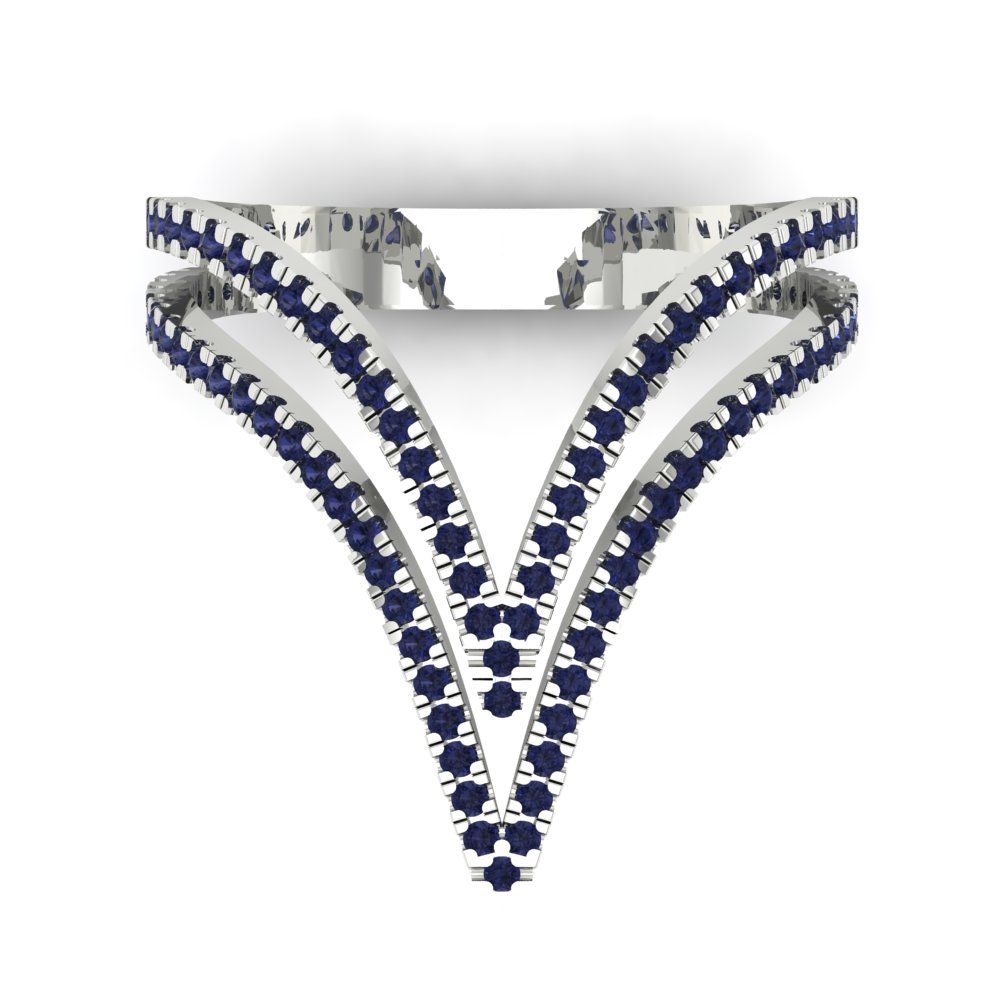 0.525 cttw Simulated Blue Sapphire Statement Engagement Ring - Solid Gold (Round Cut,1.0mm)