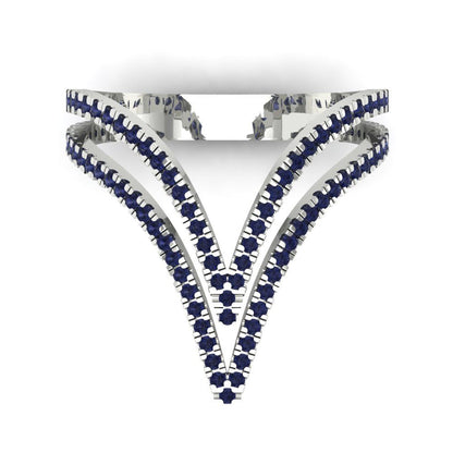 0.525 cttw Simulated Blue Sapphire Statement Engagement Ring - Solid Gold (Round Cut,1.0mm)