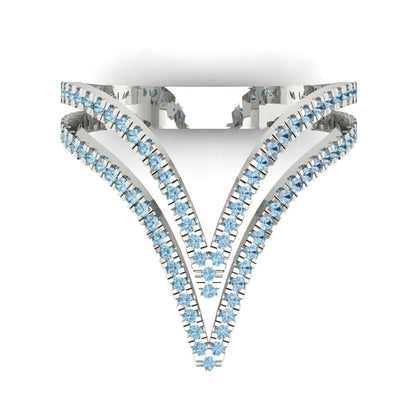 0.525 cttw Natural Aquamarine Statement Engagement Ring - Solid White Gold (VVS1, Round Cut,1.0mm)