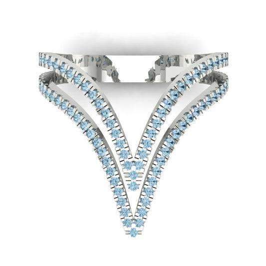 0.525 cttw Natural Aquamarine Statement Engagement Ring - Solid White Gold (VVS1, Round Cut,1.0mm)
