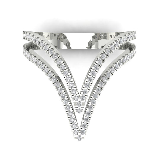 0.525 cttw Moissanite Statement Engagement Ring - Solid White Gold (VVS1, Round Cut,1.0mm)