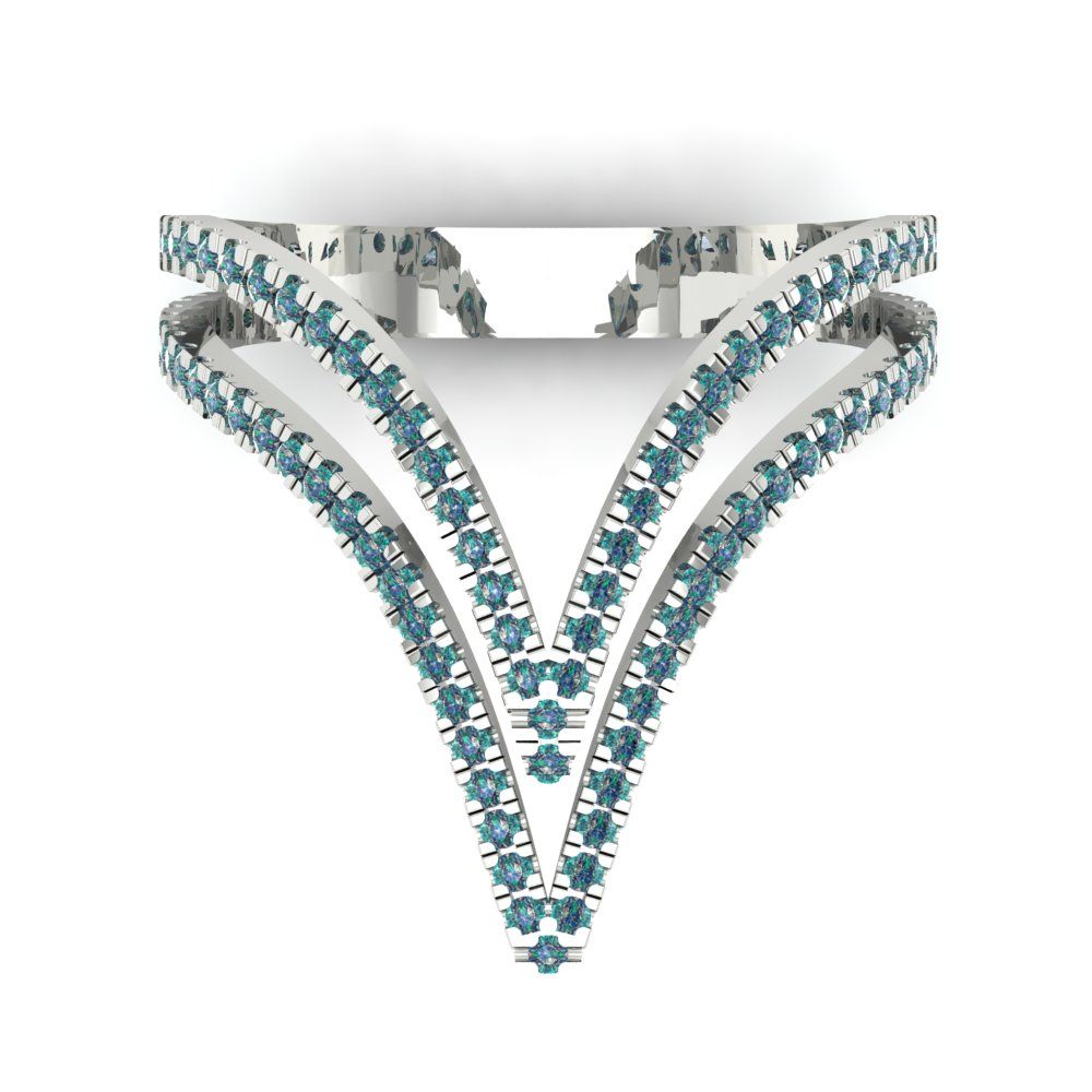 0.525 cttw Blue Moissanite Statement Engagement Ring - Solid Gold (Round Cut,1.0mm)