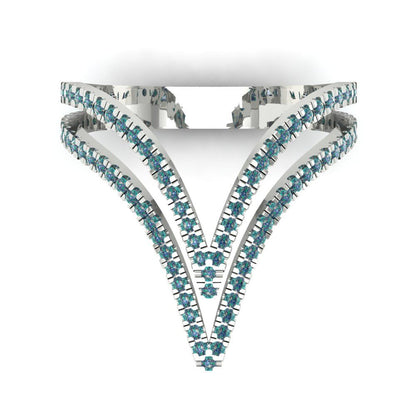 0.525 cttw Blue Moissanite Statement Engagement Ring - Solid Gold (Round Cut,1.0mm)