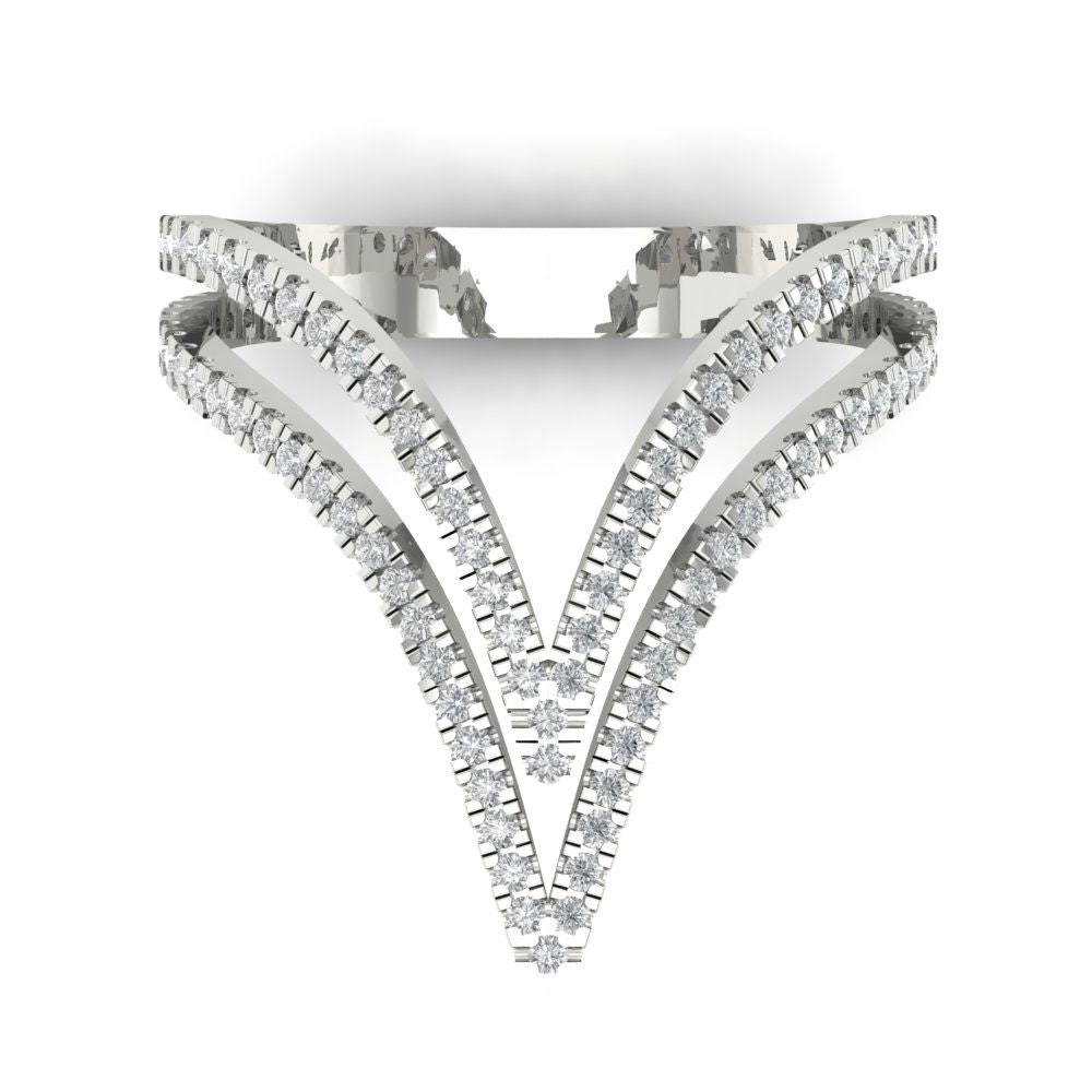 0.525 cttw White Sapphire Statement Engagement Ring - Solid White Gold (VVS1, Round Cut,1.0mm)