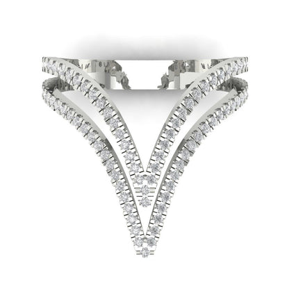 0.525 cttw White Sapphire Statement Engagement Ring - Solid White Gold (VVS1, Round Cut,1.0mm)