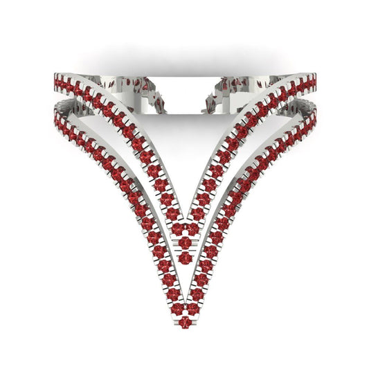 0.525 cttw Natural Garnet Statement Engagement Ring - Solid White Gold (VVS1, Round Cut,1.0mm)