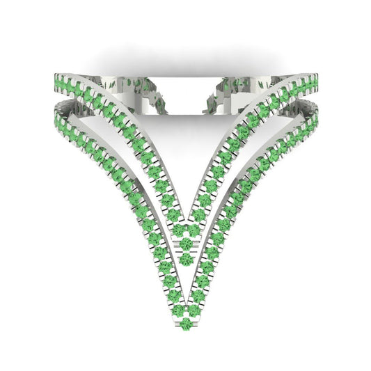 0.525 cttw Zirconia Simulated Green Diamond Statement Engagement Ring - Solid White Gold (VVS1, Round Cut,1.0mm)
