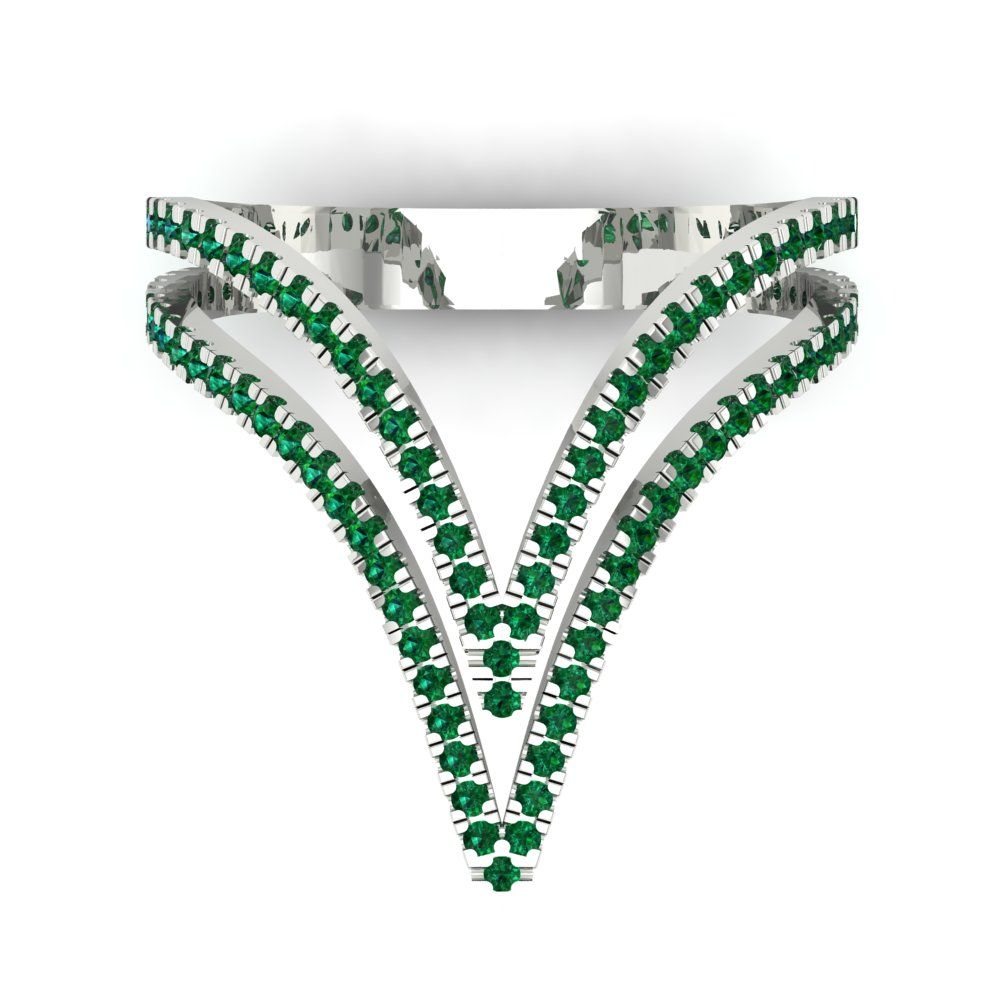 0.525 cttw Simulated Emerald Statement Engagement Ring - Solid Gold (Round Cut,1.0mm)