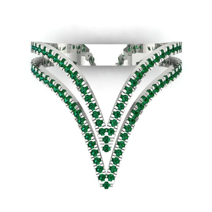 0.525 cttw Simulated Emerald Statement Engagement Ring - Solid Gold (Round Cut,1.0mm)