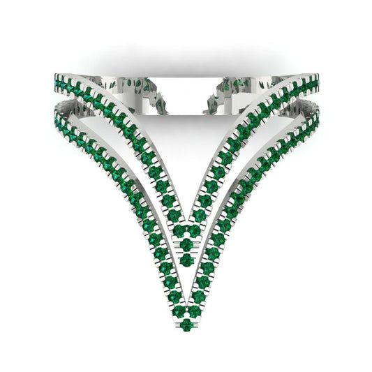 0.525 cttw Simulated Emerald Statement Engagement Ring - Solid White Gold (VVS1, Round Cut,1.0mm)
