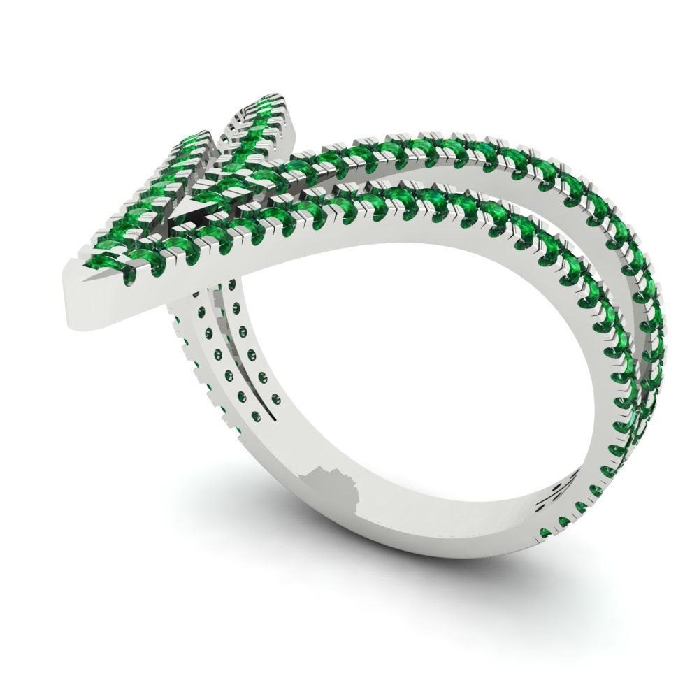 0.525 cttw Simulated Emerald Statement Engagement Ring - Solid Gold (Round Cut,1.0mm)