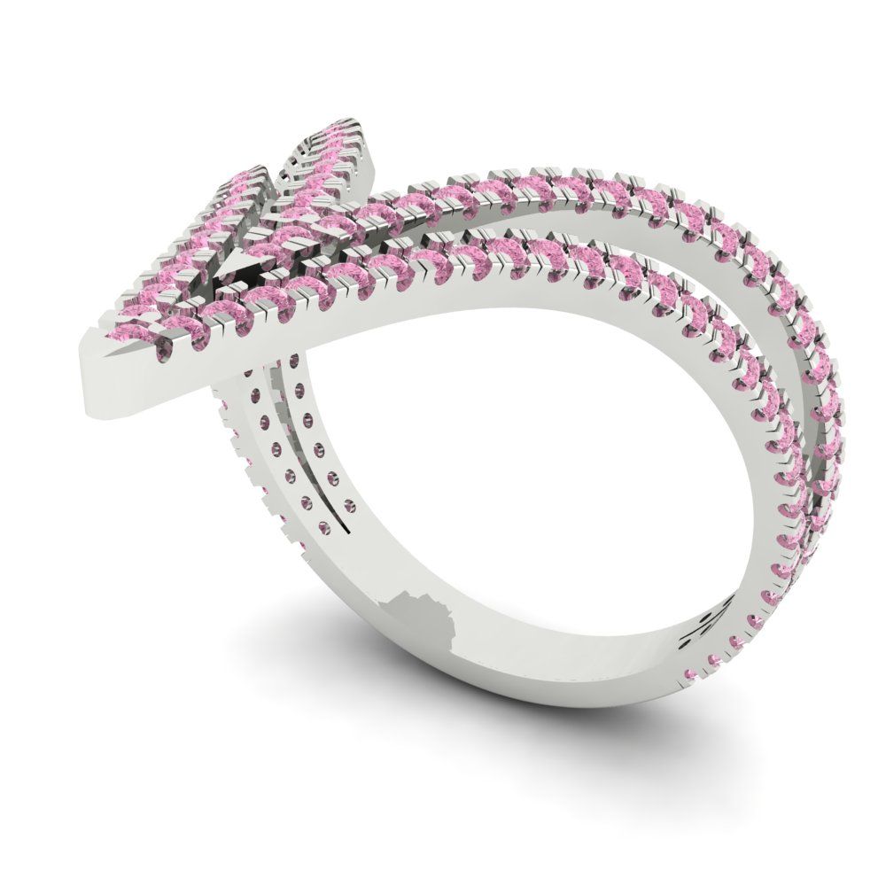 0.525 cttw Zirconia Simulated Pink Diamond Statement Engagement Ring - Solid Gold (VVS1, Round Cut,1.0mm)