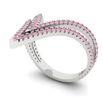 0.525 cttw Zirconia Simulated Pink Diamond Statement Engagement Ring - Solid Gold (VVS1, Round Cut,1.0mm)