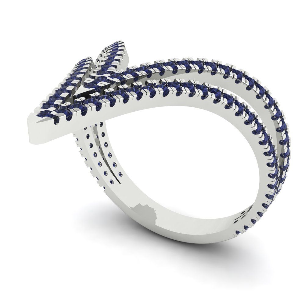 0.525 cttw Simulated Blue Sapphire Statement Engagement Ring - Solid Gold (Round Cut,1.0mm)