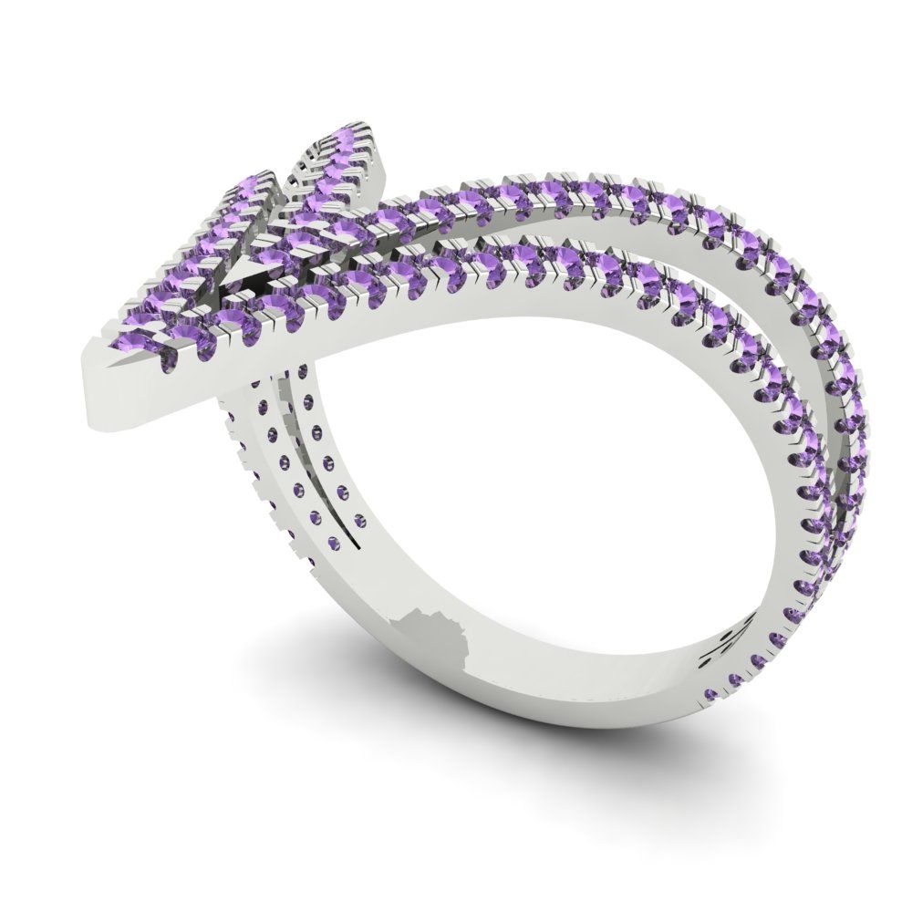 0.525 cttw Simulated Alexandrite Statement Engagement Ring - Solid Gold (Round Cut,1.0mm)