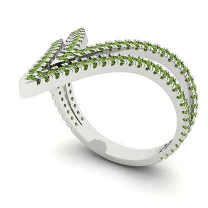 0.525 cttw Natural Peridot Statement Engagement Ring - Solid Gold (Round Cut,1.0mm)