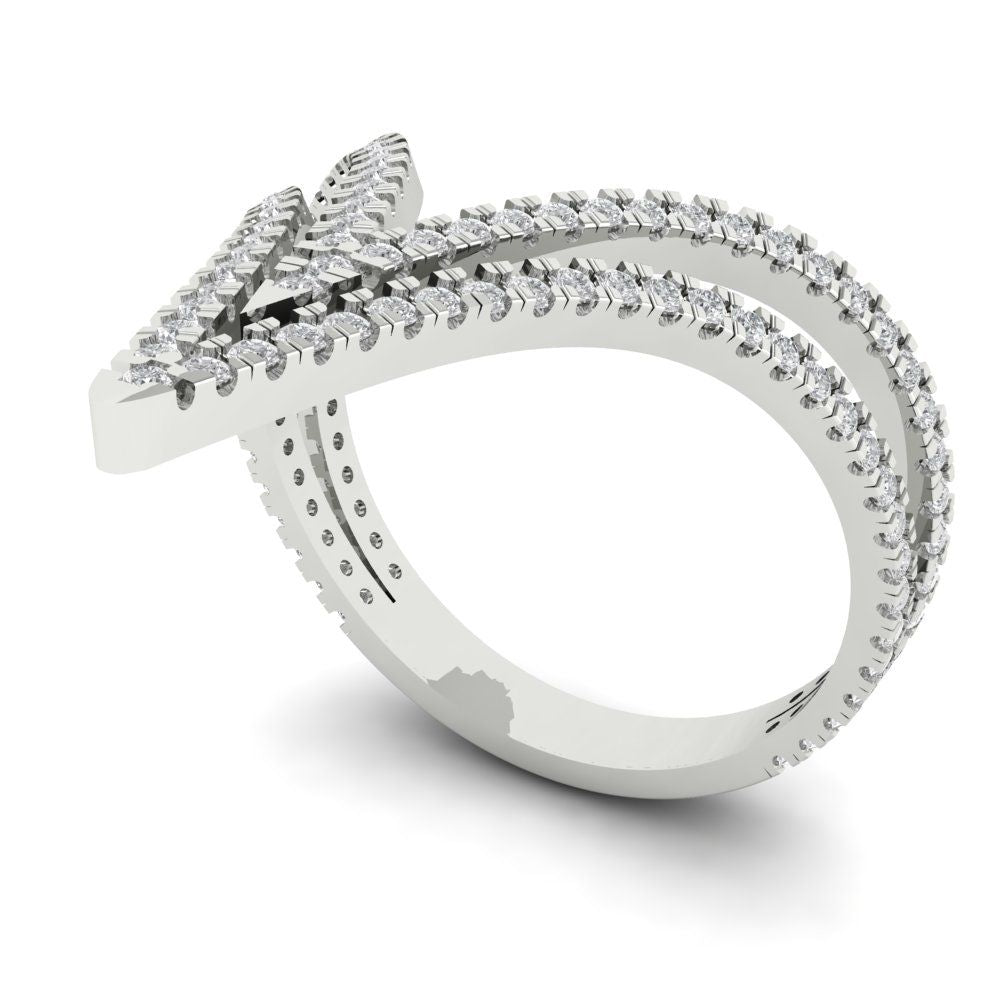 0.525 cttw White Sapphire Statement Engagement Ring - Solid White Gold (VVS1, Round Cut,1.0mm)