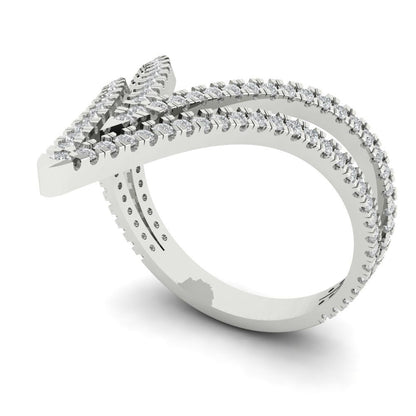 0.525 cttw White Sapphire Statement Engagement Ring - Solid White Gold (VVS1, Round Cut,1.0mm)