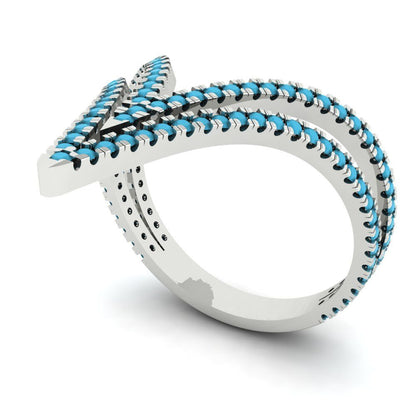 0.525 cttw Simulated Turquoise Statement Engagement Ring - Solid Gold (Round Cut,1.0mm)