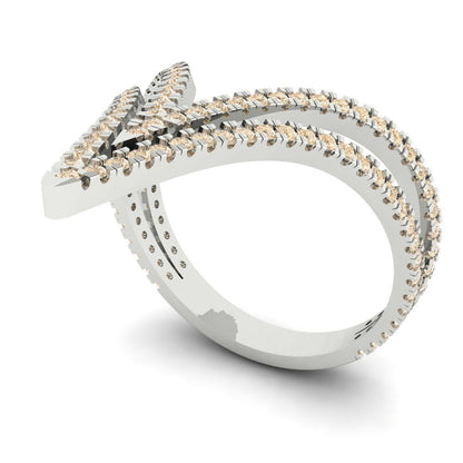 0.525 cttw Natural Morganite Statement Engagement Ring - Solid White Gold (VVS1, Round Cut,1.0mm)