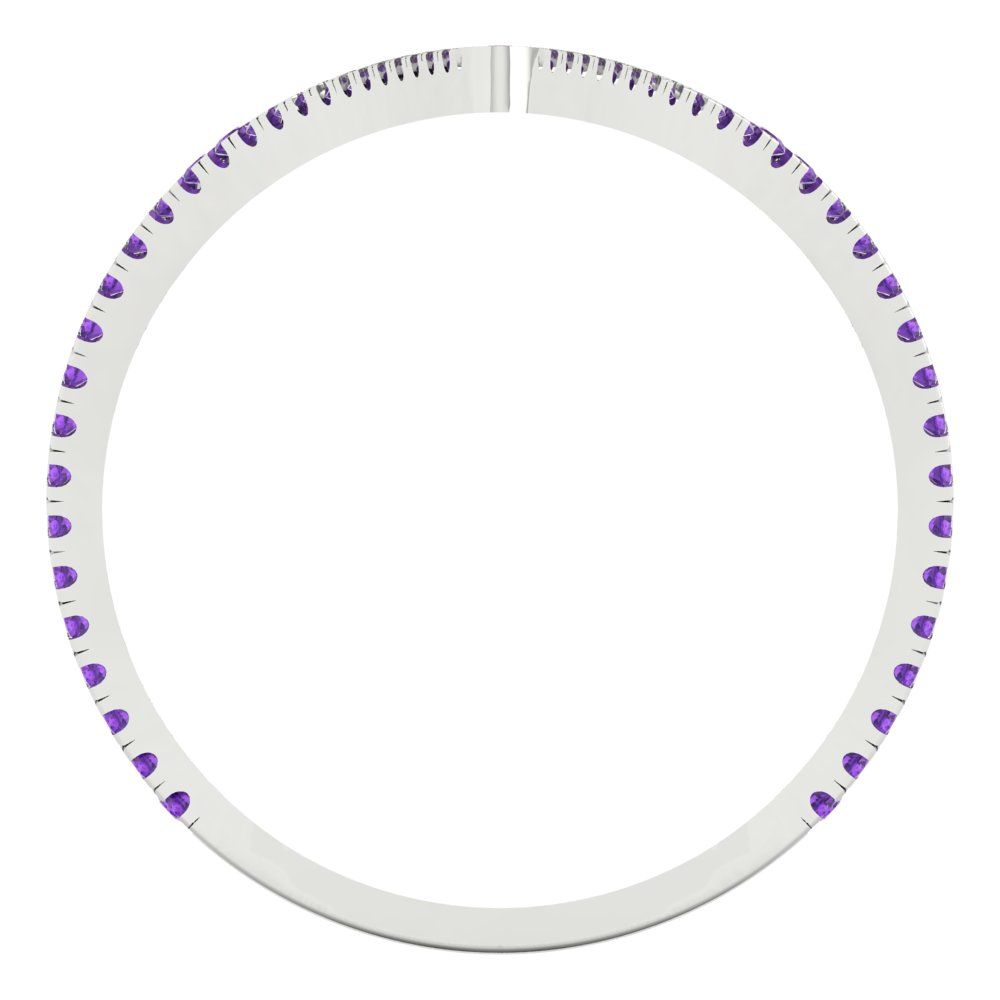 0.525 cttw Natural Amethyst Statement Engagement Ring - Solid White Gold (VVS1, Round Cut,1.0mm)