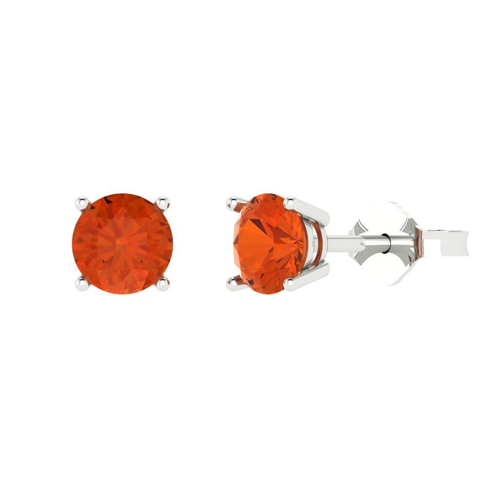 2cttw Round Cut Simulated Red Diamond Gold-Plated 925 Silver Push Back Stud Earrings